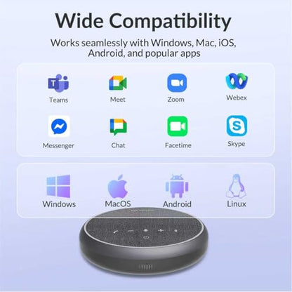Conference Speakerphone, 3 AI Mics 360 Voice Pickup, Smart Noise Cancelling, Portable Speaker for Video Calls, Home Office & Small Team Meetings - color: FreeChat 101(3 Mics)