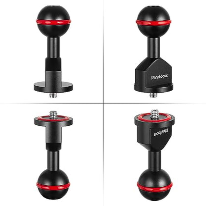 MINIFOCUS 2Pcs 1'' Ball Adapter to 1/4"-20 Screw, Universal Ball Joint Bracket with 1/4" Screw Base Adapter for Underwater Camera Arm Tray Diving Photography System - color: 1/4" Screw
