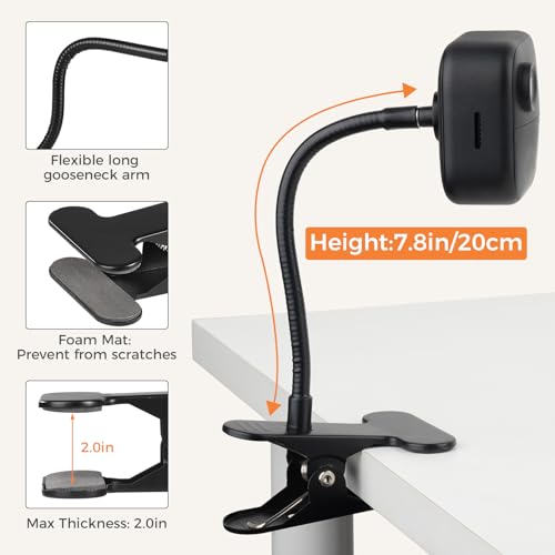 Flexible Clip Clamp Mount for Blink Outdoor 4 (4th Gen)/(3rd Gen)/Blink XT/XT2, Also for Blink Mini/Mini 2, Clip Holder with 7.8 inches Gooseneck Arm, Easy Installation Without Tools - 2Pack
