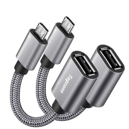 USB to Micro USB Adapter 2 Pack, Unidirectional Micro USB Male to USB Female 2.0 OTG On-The-Go Cable Converter, Nylon Braided, Aluminum Shells for S7 LG, Flash Drive, Mouse, Keyboard, Game Controller - color: 2 Pack, size: Micro USB Male to USB A Female