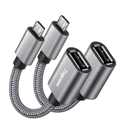 USB to Micro USB Adapter 2 Pack, Unidirectional Micro USB Male to USB Female 2.0 OTG On-The-Go Cable Converter, Nylon Braided, Aluminum Shells for S7 LG, Flash Drive, Mouse, Keyboard, Game Controller - color: 2 Pack, size: Micro USB Male to USB A Female