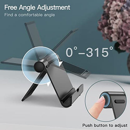 JETech Tablet Stand, Adjustable Portable Desktop Holder, Foldable Dock for iPad/iPad Pro/Air/Mini, Galaxy Tab A8/A7 Lite/A7/S8/S7, Kindle, Tab/Phones(4-11"), Black - color: Black