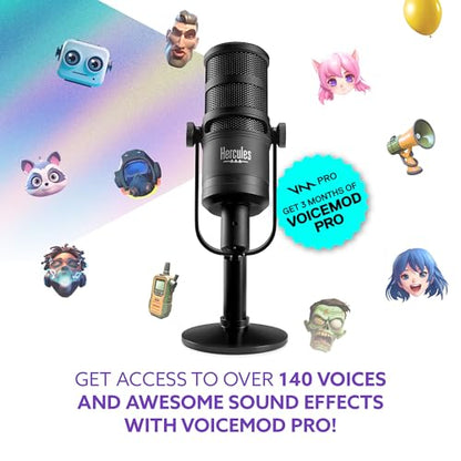 Hercules Stream Essentials Kit, Includes Stream 200 + Microphone HXD-700 XLR Microphone, 3 Months Voicemod Pro, core Streaming apps pre-Integrated (OBS, Streamlabs), Compatible with PC - style: Essentials Kit