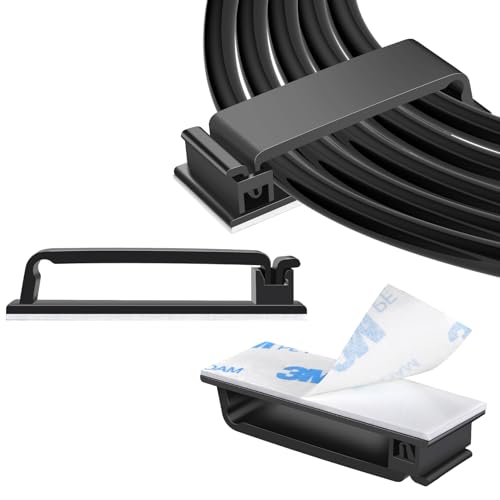 XHF 40 PCS Self Adhesive Cable Clips(XL) Black,Wire Clips Cable Management Wire Organizer Cord Holder for Under Desk, Car, Wall, TV PC Ethernet Cable - color: Black, size: XL-40PCS