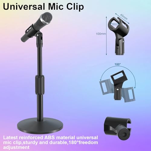 Desktop Mic Stand,Adjustable Height Podcast Microphone Stand with Mic Clip 3/8" to 5/8" Adapter,for Shure MV7 |MV7+ |MV7X XLR,Fifine AM8 |K688 |XR&USB,PM1 XLR,Razer Seiren V2|V3 - size: Mic Stand with Mic Clip