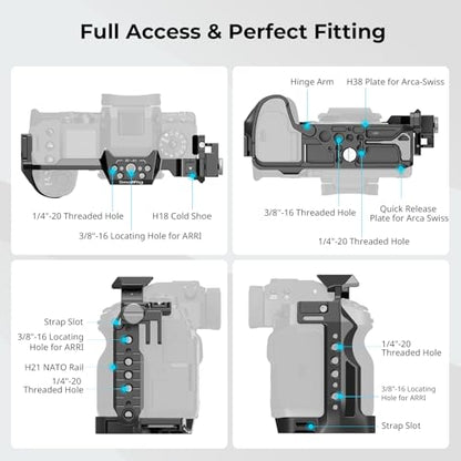 SmallRig X-H2 / X-H2S Camera Full Cage for FUJIFILM X-H2 / X-H2S, Aluminum Alloy Video Making Camera Rig with Cable Clamp for HDMI and HawkLock Quick Release Interface - 3934B