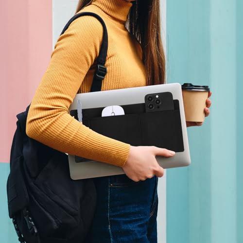 3-Pocket Organizer Mouse Holder for Laptop Stick on External Hard Drive SSD Holder Sleeve Computer Accessories Stick on Pouch Organizer Adhesive Pocket Storage Sleeve for Mouse HDD SSD Cables