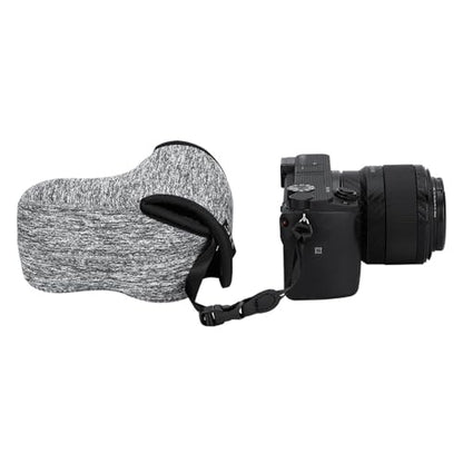 KIWIFOTOS Neoprene Camera Sleeve for Fuji X-T30 III A6600+18-55mm Lens | 6mm thick Neoprene Pouch for fits Camera≤4.9x2.9x5". Scratch-resistant. Touch-fastening flap. without strap - color: Camera Sleeve Gray