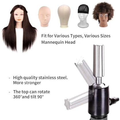 ZQIAN BEAUTY 55 Inch Heavy-duty Wig Head Stand, Adjustable Metal Mannequin Head Stand Tripod For Hairdressing Training Head, Wig Stand Tripod with Tool Tray (Black, Mannequin Head Not Included) - color: Black, size: 55 Inch