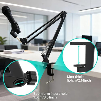 2pcs Desk Clamp, Heavy-Duty Metal C-Clamp13mm 0.51" Thread Hole C-Clip Mic Desk Mount Bracket Suspension Boom Scissor Arm Cantilever Bracket Table Lamp Base DIY for Studio Podcast (Black)