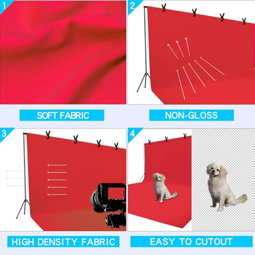 ISSUNTEX 9X15 ft Background Polester Backdrop, Photo Studio, Collapsible High Density Screen for Video Photography and Television-Red - color: Red
