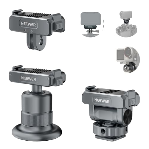 NEEWER Action Camera Accessories Kit Compatible with DJI Osmo Action 5 Pro/4/3, Cold Shoe Mount, Quick Release Magnetic Mount & Ball Head Adapter, AC011+AC012+ AC013, Dark Gray - style: AC011+AC012+AC013