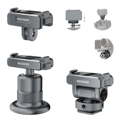 NEEWER Action Camera Accessories Kit Compatible with DJI Osmo Action 5 Pro/4/3, Cold Shoe Mount, Quick Release Magnetic Mount & Ball Head Adapter, AC011+AC012+ AC013, Dark Gray - style: AC011+AC012+AC013