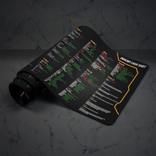 Javascript Cheat Sheet Desk Mat for Software Engineers, Software Development Mouse Mat, Web Developers and Programmers Mouse Pad, Gift Coworker Quick Key, Anti-Slip Keyboard Pad KMH - color: Javascript 1