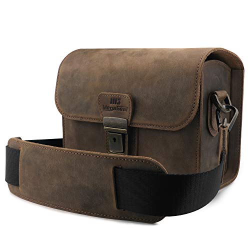 MegaGear Pebble Genuine Leather Camera Messenger Bag for Mirrorless, Instant and DSLR Cameras - color: Cinnamon