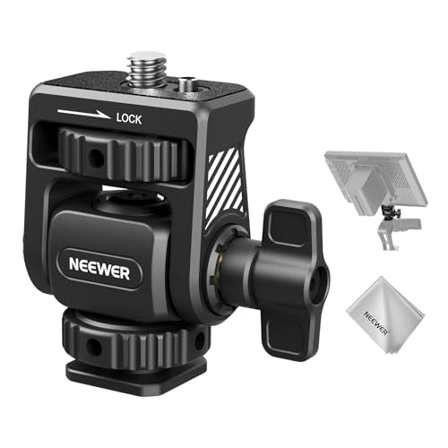 NEEWER Field Monitor Mount Holder with Cold Shoe Adapter 360 Swivel 180 Tilt Anti Twist Screw/Cleaning Cloth, Compatible with Atomos Ninja 5"/7" Camera Monitor Compatible with SmallRig Cam Cage, MA019 - style: MA019