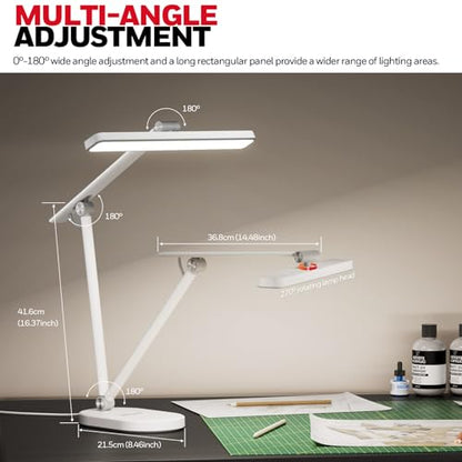 Honeywell Desk Lamp for Home Office, H4 Sunturalux™ Eye-Caring LED Desk Light, 700LM Dimmable Desk Lamp with Timer, Adjustable Desk Reading Light, Touch Auto Dimming Table Lamp for Study, Bedroom - color: White