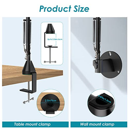 YOUSHARES Wall Mount QuadCast Boom Arm Stand with Mic Windscreen and Table Mount Clamp, Mic Stands and Holders Compatible with HyperX QuadCast S Microphone - color: Stand with wall clamp and table clamp