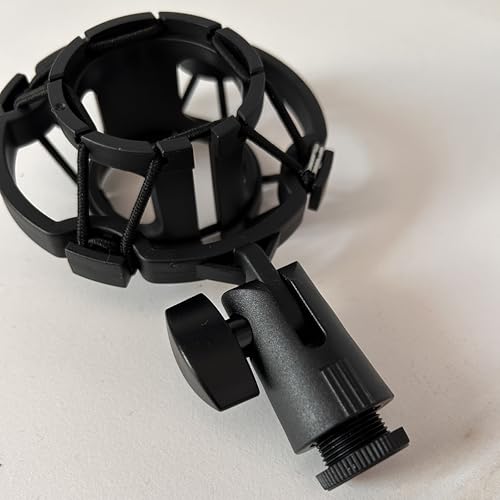 Microphone Shock Mount 2 PACK, Mic Holder Clip for 43-48mm/1.69~1.9in Diameter Condenser Microphone, 3/8 or M16 Internal Thread, with 5/8" Male to 3/8" Female Screw Adapter, Easy to Use (Black) - size: 2 PACK