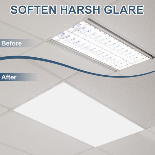 Pushglossy 8 Pack 23.75" x 47.75" x 0.08" Frosted Fluorescent Light Diffuser Panels, Translucent Polystyrene Sheet Replacement for 2x4ft Drop Ceiling Lights for Classroom Office Home - size: 23.75" x 47.75" x 0.08"