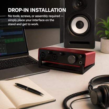 SplashNColor Angled Stand Compatible with Focusrite Scarlett 4i4 – Elevated Desktop Access | Space-Saving Audio Interface Riser | Home Studio Control Viewing Base