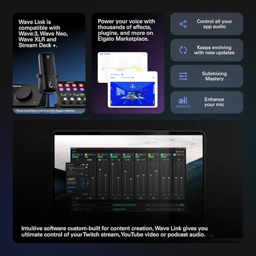 Elgato Stream Deck +, Audio Mixer and Studio Controller | LCD keys, dials and touch strip, Multi actions and smart profiles, Unlocks Wave Link mixing, Works with Mac and PC
