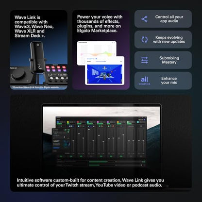 Elgato Stream Deck +, Audio Mixer and Studio Controller | LCD keys, dials and touch strip, Multi actions and smart profiles, Unlocks Wave Link mixing, Works with Mac and PC