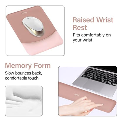 MOSISO Keyboard Mouse Pad Set, Large Gaming Mouse Pad&Rectangular Keyboard Wrist Rest&Mousepad with Wrist Rest&Coaster, Ergonomic Non-Slip&Easy Typing Pad with Curved Silicone Lining, Salmon Pink - color: Salmon Pink