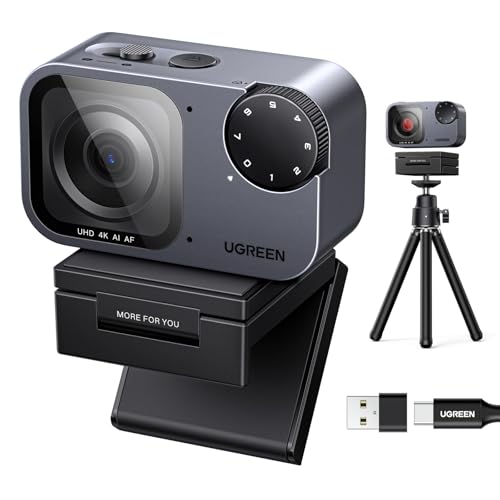UGREEN FineCam Pro 4K Webcam with 1/2" Sensor for PC/Mac | AI Noise-Canceling Mic, Gesture Control, Face AE, PDAF, for Streaming, Conference, OBS Zoom, Switch 2, Privacy Cover & Tripod