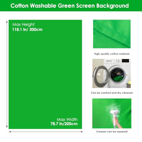 Green Screen Backdrop Kit, 6.5 x 10 Ft Portable Greenscreen Background with Stand, 5 Clamps & Carrying Bag for Photography, Streaming, Zoom, Gaming, YouTube - color: 119× 78IN Green