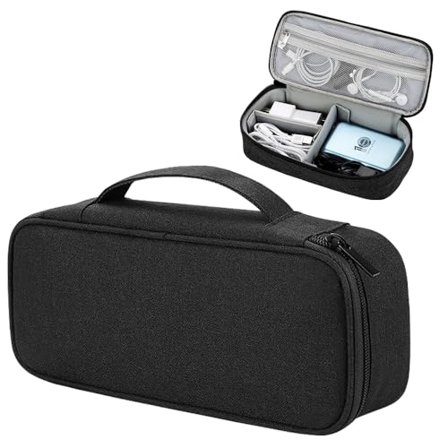 Teskyer Tech Organizer Pouch – Portable Waterproof Electronics Bag with Compartments for Cables, Chargers, Earbuds & Phone (Black) - color: Black, size: Single Layer