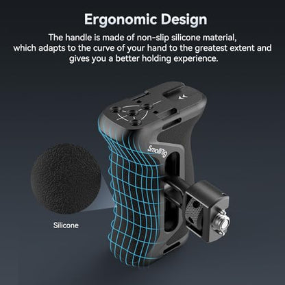 SmallRig Side Handle with (1/4" & 3/8") Two-in-One Locating Screw, Stretchable Mounting Point, Ergonomic Handgrip with 36mm Up/Down Adjustable, Left/Right Hand Universal - style: Two-in-One Side Handle