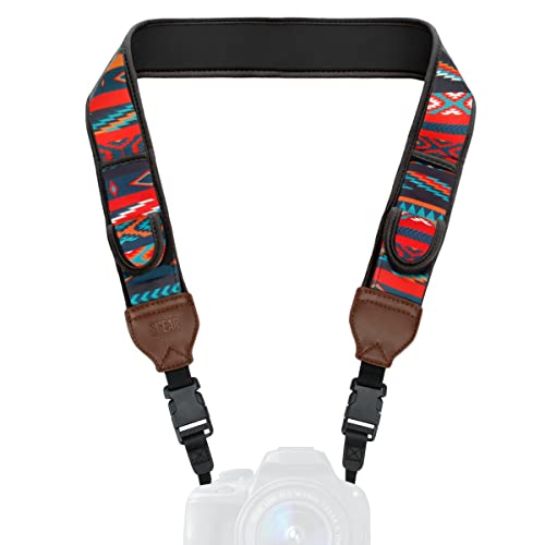 USA Gear TrueSHOT Camera Strap Neoprene Camera Straps - Padded Neck Strap, Pockets, and Quick Release Buckles - Compatible with Canon, Nikon, Sony and More DSLR and Mirrorless Cameras (Southwest) - color: Southwest