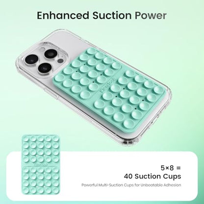 Klearlook Silicone Suction Cup Phone Case Mount Double Sided, Sticky Phone Grip for 6.1-7.2 inch Phones, Phone Accessories Hands-Free Strong Grip Holder for Selfies and Videos, Light Green - color: Light Green
