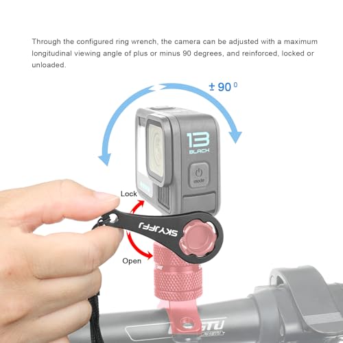 Mountain Bike Camera Handlebar Mount for Gopro Hero 13 12 11 10 9 8,360 Degree Rotation Aluminum Motorcycle Bicycle Rack Mount Holder forDJI Osmo Insta360 AKASO and Other Action Camera（Red） - color: Red