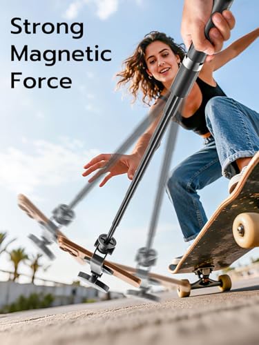 USKEYVISION Magnetic Selfie Stick Tripod with Light & Remote, Phone Tripod with Magnetic Holder for Magsafe, 360° Rotatable Cellphone Stand for iPhone/Android for Video Recording, Vlogging(SPT-02) - size: 49" Magnetic Selfie Stick with Light
