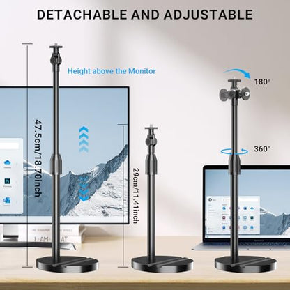 LenTok Telescopic Webcam Tripod Stand for Desk with Phone Holder, Desktop Webcam Mount Compatible with C922 C930e C920S C920 C615 C960 C920x Brio 4K, Table Phone Stand with 1/4'' Thread