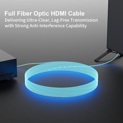RUIPRO 8K Detachable Full Fiber Optic Armored HDMI 2.1 Cable 20FT, Ultra High Speed 48Gbps, Support 8K@60Hz 4K@120Hz, Dynamic HDR, eARC, Compatible with PS5/Xbox/Blu-ray/TV/Monitor/Projector - size: 20FT