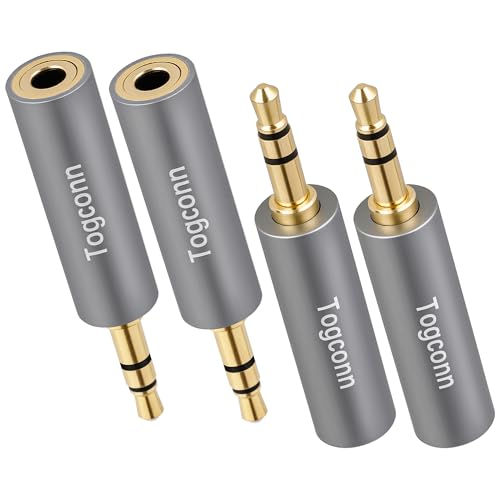 3.5mm TRRS to TRS Adapter 4 Pack, 1/8'' 3.5mm 4-Pole TRRS Female to 3-Pole TRS Male Microphone Audio Jack Converter Connector for Phone Headphone Mic 4 Pole to 3 Pole DSLR Camera, PC, Laptop, Recorder - color: 3.5mm TRS Male to TRRS Female, size: 4 Pack
