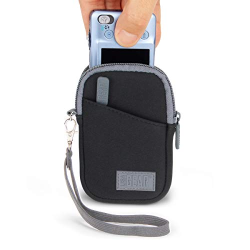 USA Gear Small Camera Pouch with Wrist Strap, Belt Loop - Small Digital Camera Case Fits Canon Powershot, Sony Cybershot, Nikon Coolpix, Kodak PIXPRO, G7 Mark iii - Fits 4.5 Inch Models - color: Black and Grey