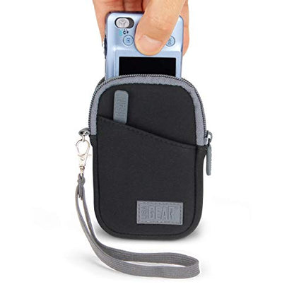 USA Gear Small Camera Pouch with Wrist Strap, Belt Loop - Small Digital Camera Case Fits Canon Powershot, Sony Cybershot, Nikon Coolpix, Kodak PIXPRO, G7 Mark iii - Fits 4.5 Inch Models - color: Black and Grey