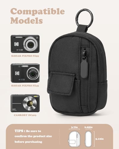 SQERO Soft Camera Case for Digital Camera KODAK PIXPRO FZ55/ FZ45/CAMKORY DC403 FHD 1080P,Travel Camera Pouch, Carry Case Bag Cute Small - color: Black