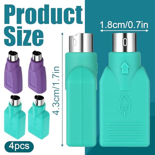 4 Pcs PS/2 to USB A Adapter Male to Female Keyboard Adapter 2 Colors USB Female t o PS/2 Male Converter for Mouse and Keyboard PS-2 Jack t o USBs A Plug Replacement for Desktop PC Laptop Notebook