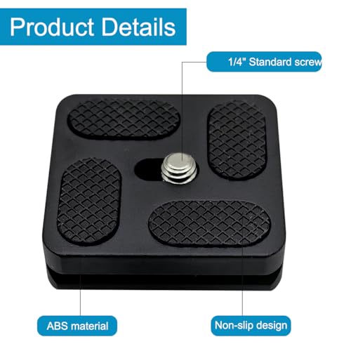 PU-40 40mm Universal Quick Release Plate with 1/4" Screw, Arca-Swiss Compatible Slide-in QR Plate for DSLR Camera, Mini Tripod & Ball Head - size: 40 MM*38 MM