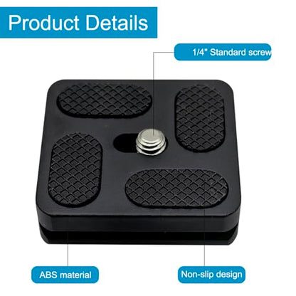 PU-40 40mm Universal Quick Release Plate with 1/4" Screw, Arca-Swiss Compatible Slide-in QR Plate for DSLR Camera, Mini Tripod & Ball Head - size: 40 MM*38 MM
