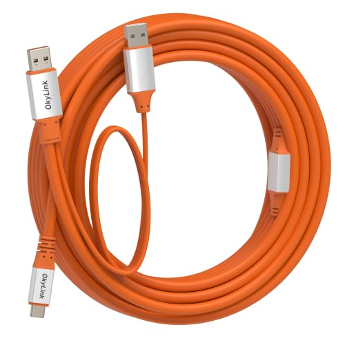 OkyLink Active USB 3.2 Gen 2 Type A to C Cable Male to Male 10Gbps, 32ft | 10m with External Power, Long Range 10Gbps, Orange Cable, for Industrial USB-C & Long-Range Data Link - color: Orange USB3.2, size: 32ft (10m)