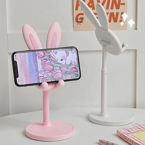 Creative Bunny Phone Stand, Adjustable Desktop Holder for Selfie, Live Streaming, and Watching Videos, Stretchable, Cute Rabbit Design, for Smartphones