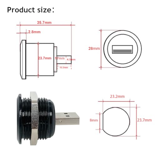 PENGLIN 2PCS USB2.0 Male to Female Panel Mount Connector, USB 2.0 Plug to Socket Pass Through Connector Converter High-Speed Data Transfer - size: USB 2.0(2PCS)-Single port