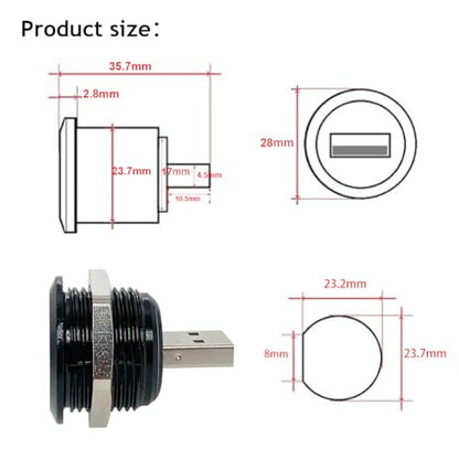 PENGLIN 2PCS USB2.0 Male to Female Panel Mount Connector, USB 2.0 Plug to Socket Pass Through Connector Converter High-Speed Data Transfer - size: USB 2.0(2PCS)-Single port