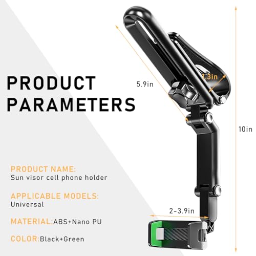 Rotatable and Retractable Car Phone Holder - 1080 Multifunction Sun Visor Universal 360 Rotating Cell Phone Holder Mobile Mount for Vehicle Rear View Mirror